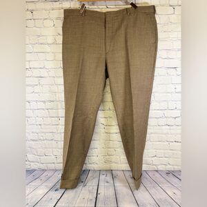 Ralph Lauren Collection Purple Label Tan Brown Houndstooth Cuffed Pants Size 40